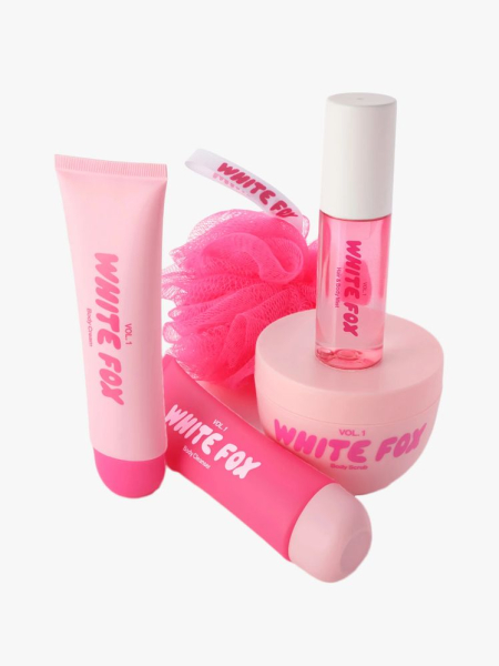 White Fox Vol. 1 The Beauty Box in multiple branded components on a light gray background