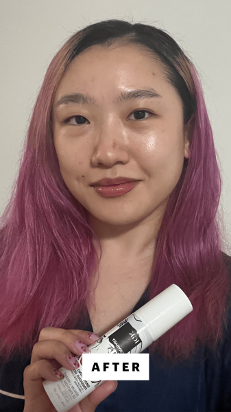 Han after applying the IGK CryBaby Smoothing  Finishing Serum