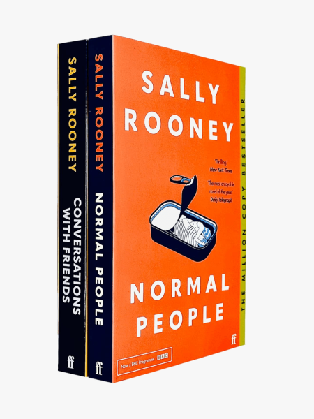 Sally Rooney 2 Books Collection Set in orange branded book on a light gray background